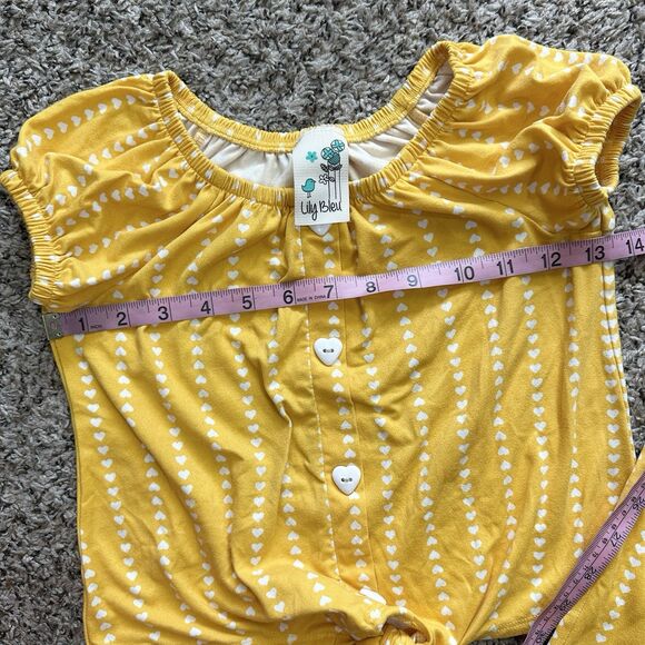Lily Bleu Girls Sz 6 2 Piece Pants Set Yellow Heart Stretchy - Picture 12 of 14